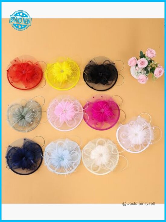 Vintage Feather Fascinator Hat with Headband and Clip for Tea Party main image 4